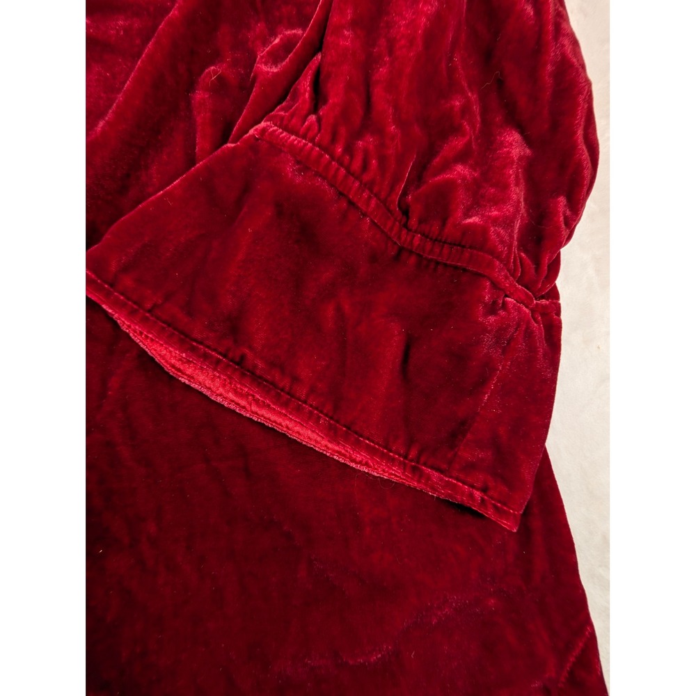 John Mark Womens 1X Red Velvet Button Front Shirt Bell Cuff Wired Collar Artsy - Picture 6 of 13
